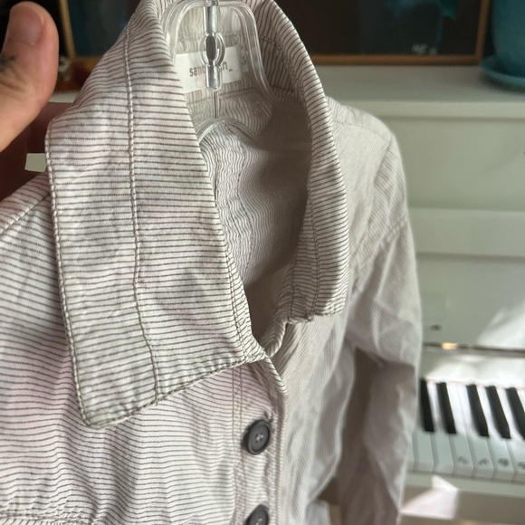 Sandwhich Stylish Boho Pinstripe White Jean Jacket 36 - Picture 11 of 16